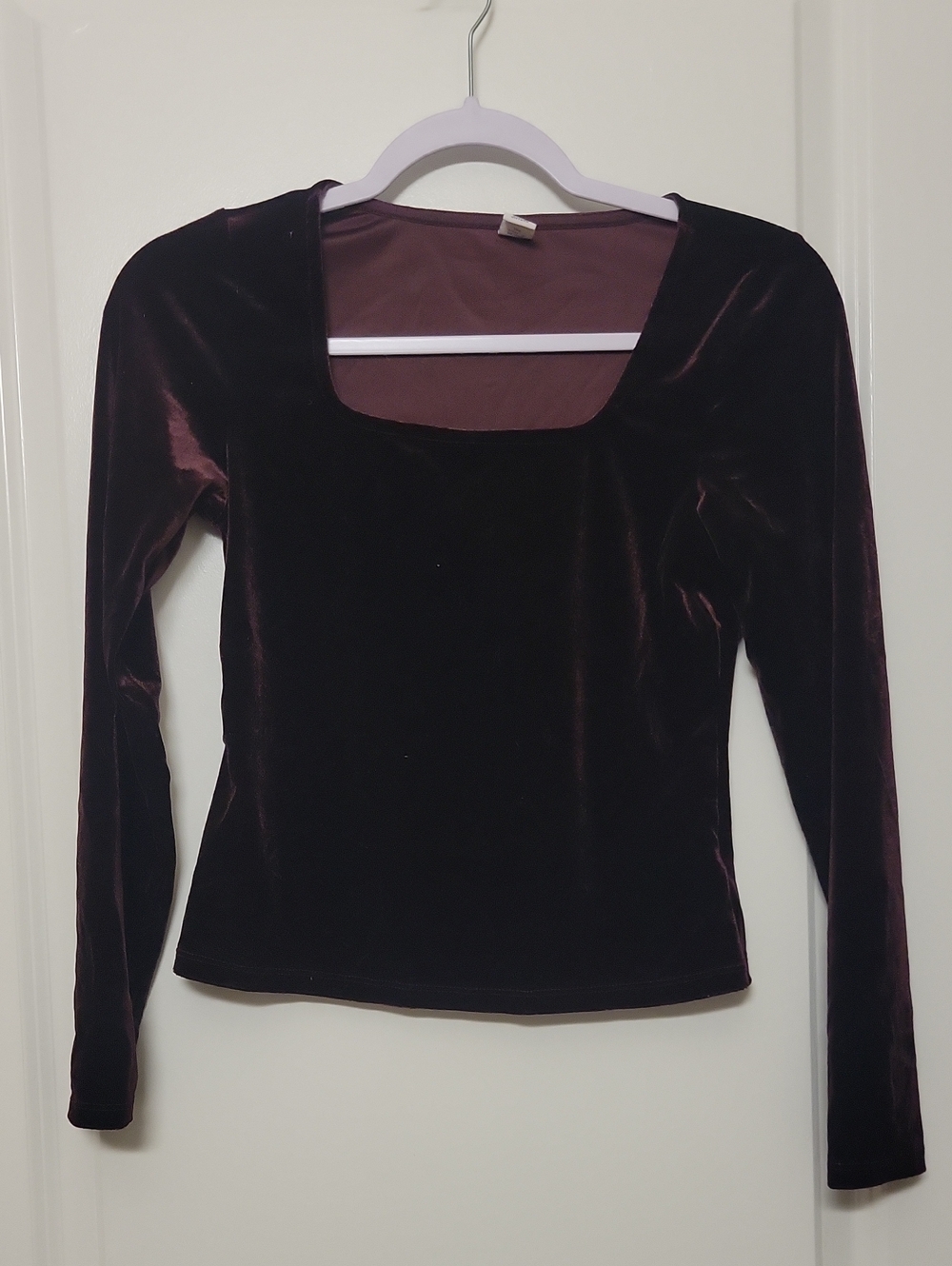 Old Navy Velvet Long Sleeve Scoop Neck Top - Deep Plum